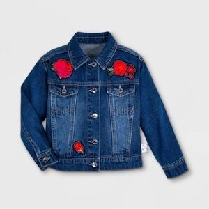 Girls Disney Princess Belle Rose Denim jacket blue